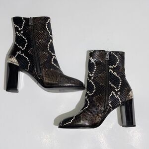 All Saints Roka Leather Snake Boots Bootie Brown Black AllSaints $398